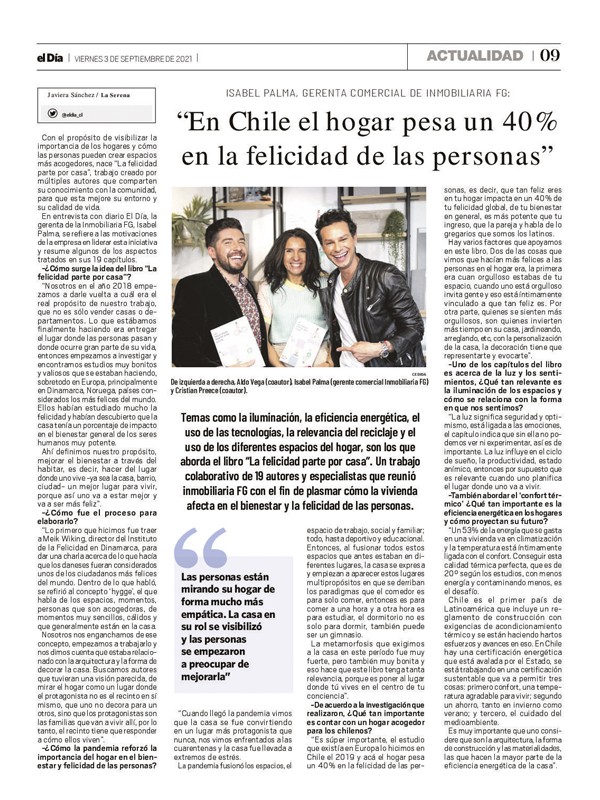 Nota diario el Dia lanzamiento libro La felicidad parte por casa 